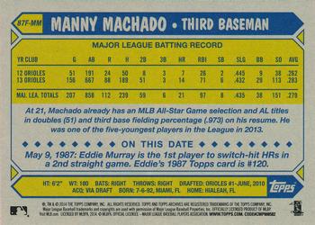 2014 Topps Archives - 1987 Topps Future Stars #87F-MM Manny Machado Back
