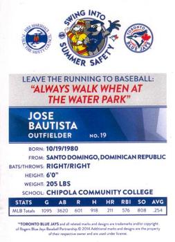 2014 Toronto Blue Jays Fire Safety #NNO Jose Bautista Back
