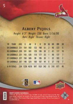 2009 Upper Deck Icons #5 Albert Pujols Back