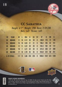 2009 Upper Deck Icons #18 CC Sabathia Back