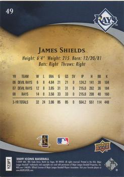 2009 Upper Deck Icons #49 James Shields Back