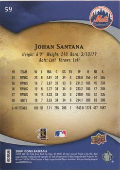2009 Upper Deck Icons #59 Johan Santana Back