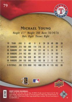2009 Upper Deck Icons #79 Michael Young Back