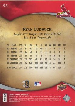 2009 Upper Deck Icons #92 Ryan Ludwick Back