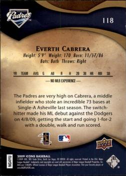 2009 Upper Deck Icons #118 Everth Cabrera Back