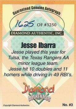 2000 Diamond Authentics Autographs #3 Jesse Ibarra Back
