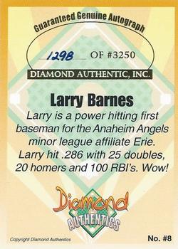 2000 Diamond Authentics Autographs #8 Larry Barnes Back