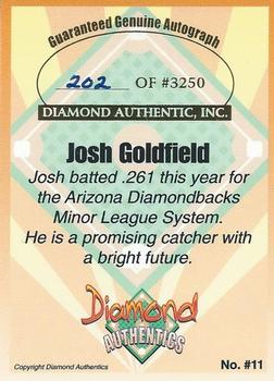 2000 Diamond Authentics Autographs #11 Josh Goldfield Back