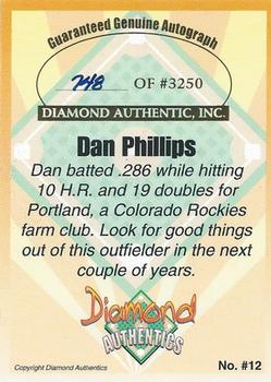 2000 Diamond Authentics Autographs #12 Dan Phillips Back