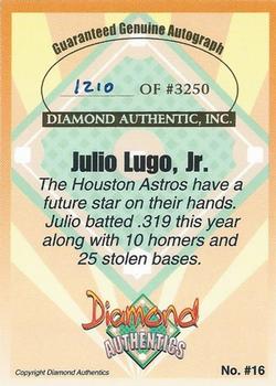 2000 Diamond Authentics Autographs #16 Julio Lugo  Back