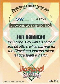 2000 Diamond Authentics Autographs #18 Jon Hamilton Back