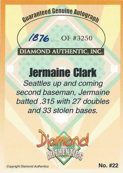 2000 Diamond Authentics Autographs #22 Jermaine Clark Back