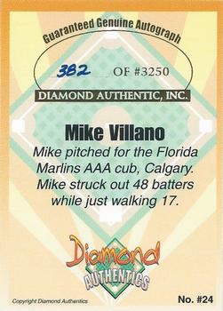 2000 Diamond Authentics Autographs #24 Mike Villano Back