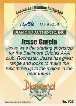 2000 Diamond Authentics Autographs #26 Jesse Garcia Back