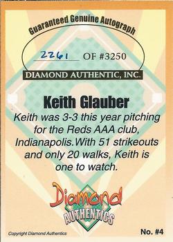 2000 Diamond Authentics Autographs #4 Keith Glauber Back
