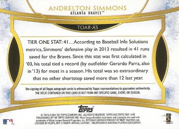 2014 Topps Tier One - Autograph Relics #TOAR-AS Andrelton Simmons Back
