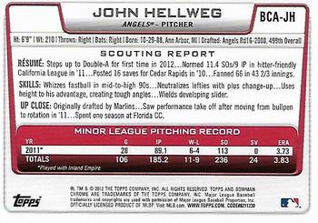 2012 Bowman Chrome - Prospects Autographs #BCA-JH John Hellweg Back