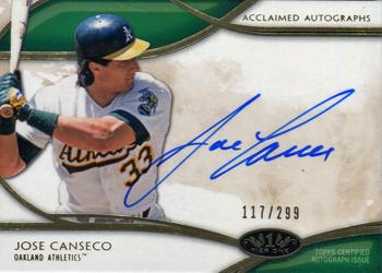 2014 Topps Tier One - Acclaimed Autographs #AA-JCN Jose Canseco Front