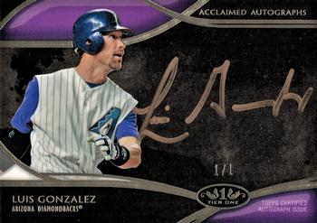2014 Topps Tier One - Acclaimed Autographs Gold Ink #AA-LGO Luis Gonzalez Front