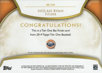 2014 Topps Tier One - Bat Knobs #BK-NR Nolan Ryan Back