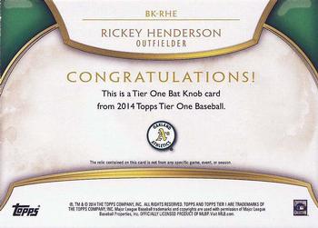 2014 Topps Tier One - Bat Knobs #BK-RHE Rickey Henderson Back