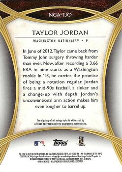 2014 Topps Tier One - New Guard Autographs #NGA-TJO Taylor Jordan Back