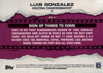 2014 Topps - Breakout Moments #BM-2 Luis Gonzalez Back