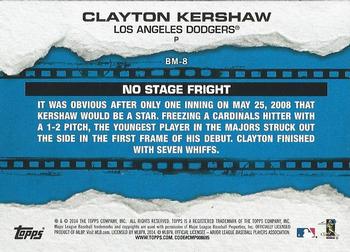 2014 Topps - Breakout Moments #BM-8 Clayton Kershaw Back