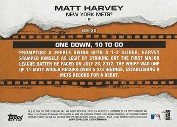 2014 Topps - Breakout Moments #BM-20 Matt Harvey Back