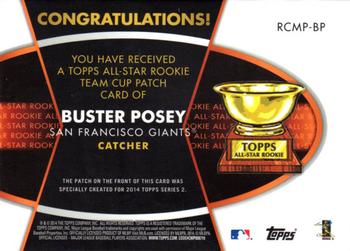 2014 Topps - All-Star Rookie Cup Manufactured Patch #RCMP-BP Buster Posey Back