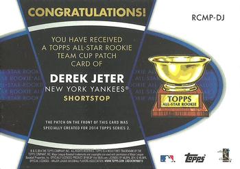 2014 Topps - All-Star Rookie Cup Manufactured Patch #RCMP-DJ Derek Jeter Back