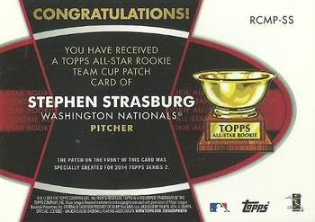 2014 Topps - All-Star Rookie Cup Manufactured Patch #RCMP-SS Stephen Strasburg Back