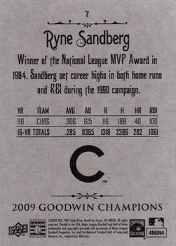 2009 Upper Deck Goodwin Champions #7 Ryne Sandberg Back