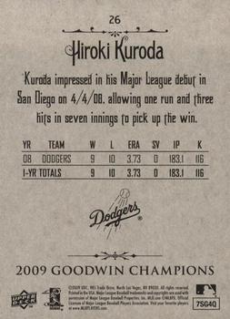 2009 Upper Deck Goodwin Champions #26 Hiroki Kuroda Back