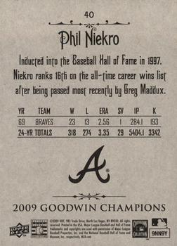 2009 Upper Deck Goodwin Champions #40 Phil Niekro Back