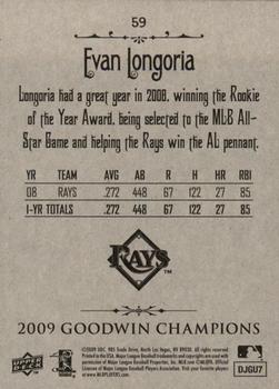 2009 Upper Deck Goodwin Champions #59 Evan Longoria Back
