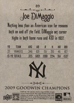 2009 Upper Deck Goodwin Champions #89 Joe DiMaggio Back