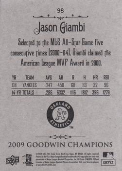 2009 Upper Deck Goodwin Champions #98 Jason Giambi Back