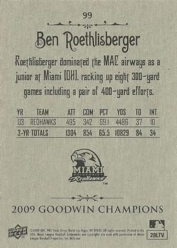 2009 Upper Deck Goodwin Champions #99 Ben Roethlisberger Back