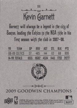 2009 Upper Deck Goodwin Champions #111 Kevin Garnett Back
