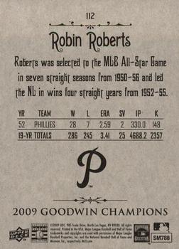 2009 Upper Deck Goodwin Champions #112 Robin Roberts Back