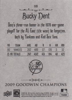 2009 Upper Deck Goodwin Champions #118 Bucky Dent Back
