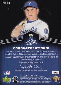 2007 UD Black - Prominent Numbers Autographs #PN-BB Billy Butler Back