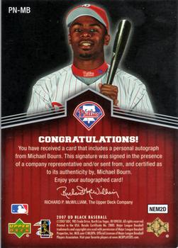 2007 UD Black - Prominent Numbers Autographs #PN-MB Michael Bourn Back