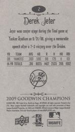 2009 Upper Deck Goodwin Champions - Mini #2 Derek Jeter Back