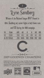 2009 Upper Deck Goodwin Champions - Mini #7 Ryne Sandberg Back