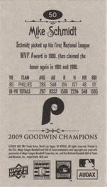 2009 Upper Deck Goodwin Champions - Mini #50 Mike Schmidt Back