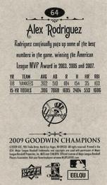 2009 Upper Deck Goodwin Champions - Mini #64 Alex Rodriguez Back