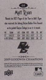 2009 Upper Deck Goodwin Champions - Mini #68 Matt Ryan Back