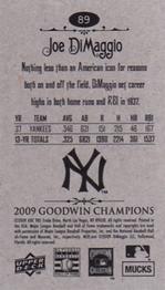 2009 Upper Deck Goodwin Champions - Mini #89 Joe DiMaggio Back